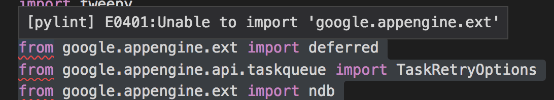 visual studio code pylint E4010 Unable to import google.appengine.ext Stack Overflow