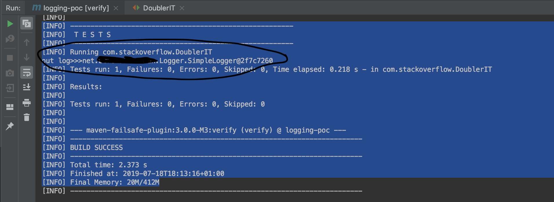 java How to retrieve the log content from Simplelogger SL4FJ Stack