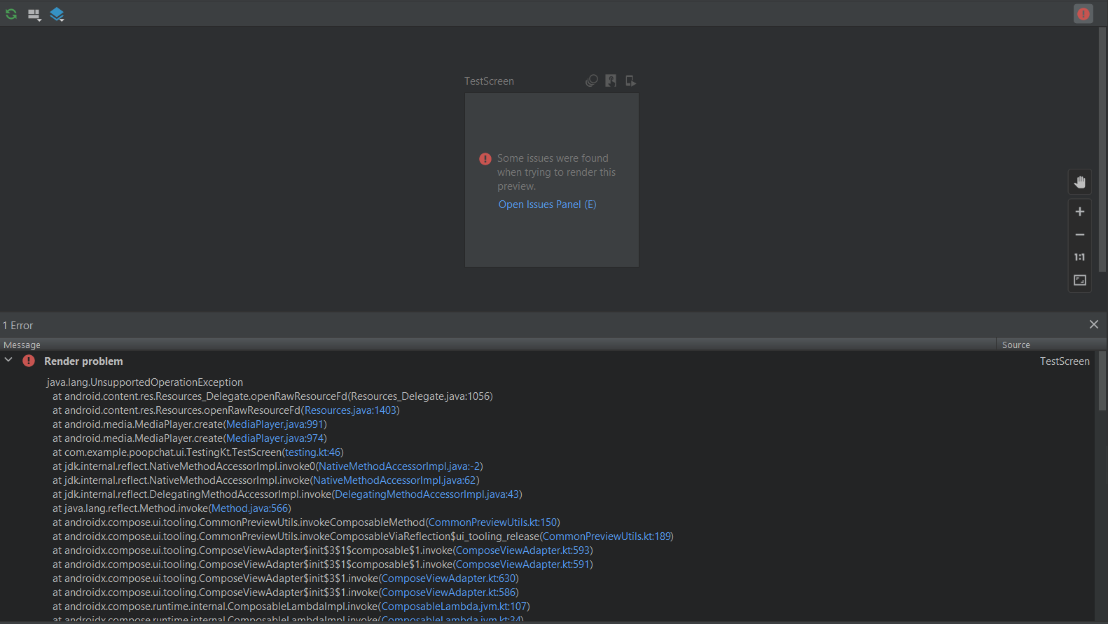 MediaPlayer causes rendering problem in Android Studio