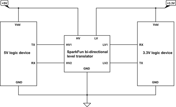 Bi-directional level shifter for serial communications - Electrical