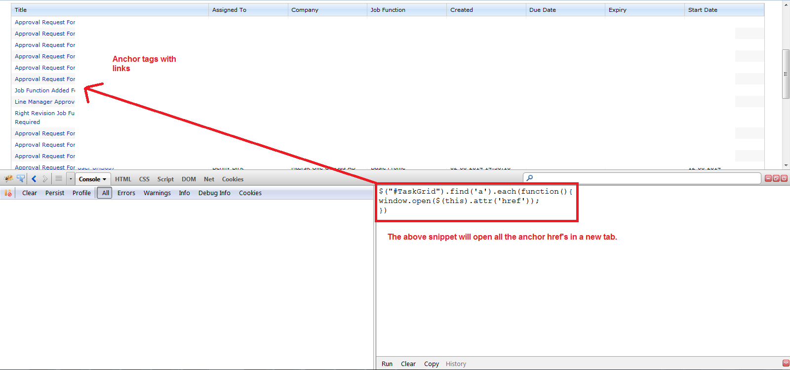 jquery How to inject JavaScript snippet via Firebug on page load