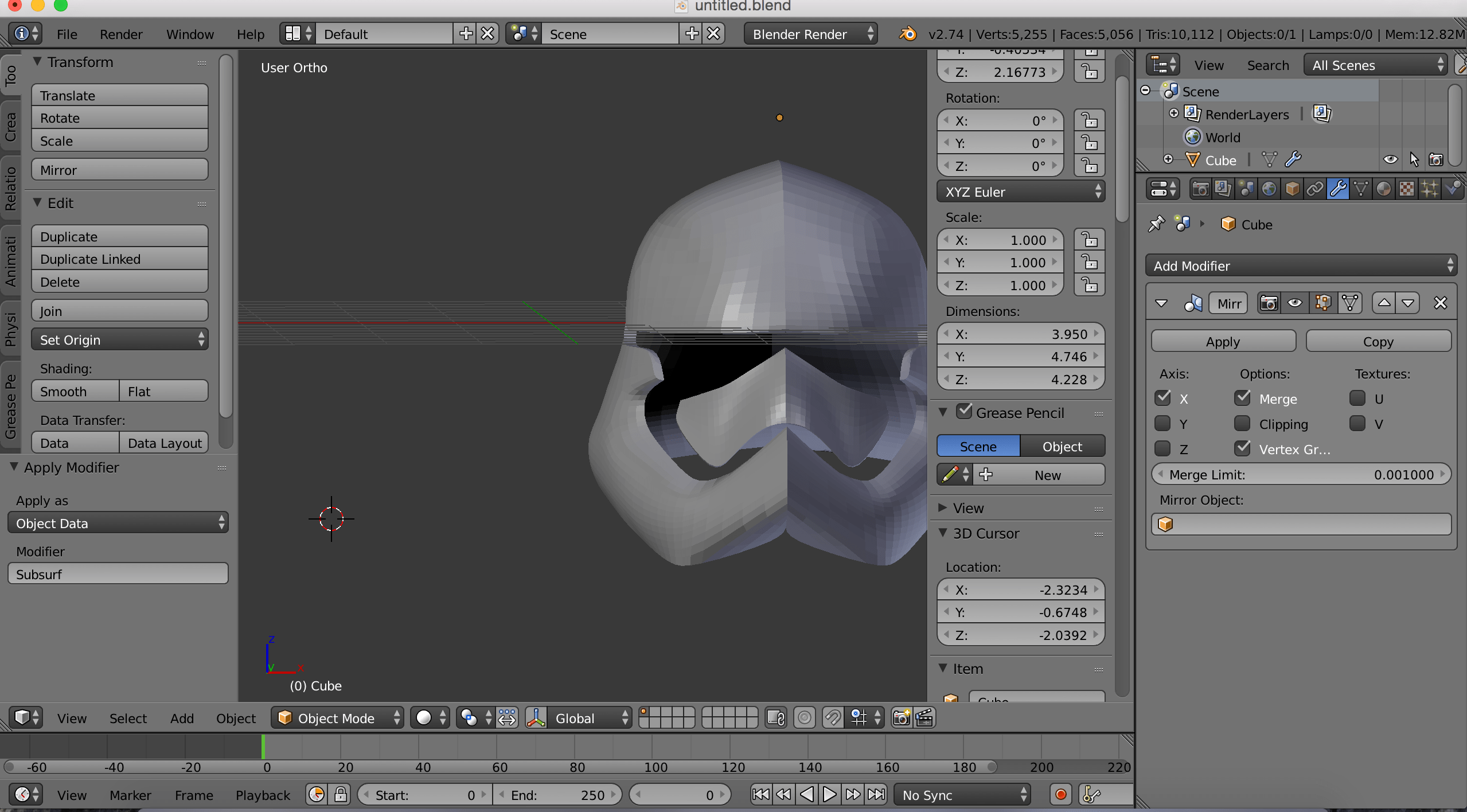 How come my mirror modifier messes up when I apply subdivision