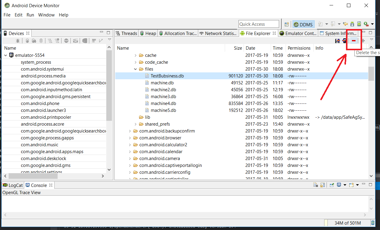 Android Device Monitor not deleting files Stack Overflow