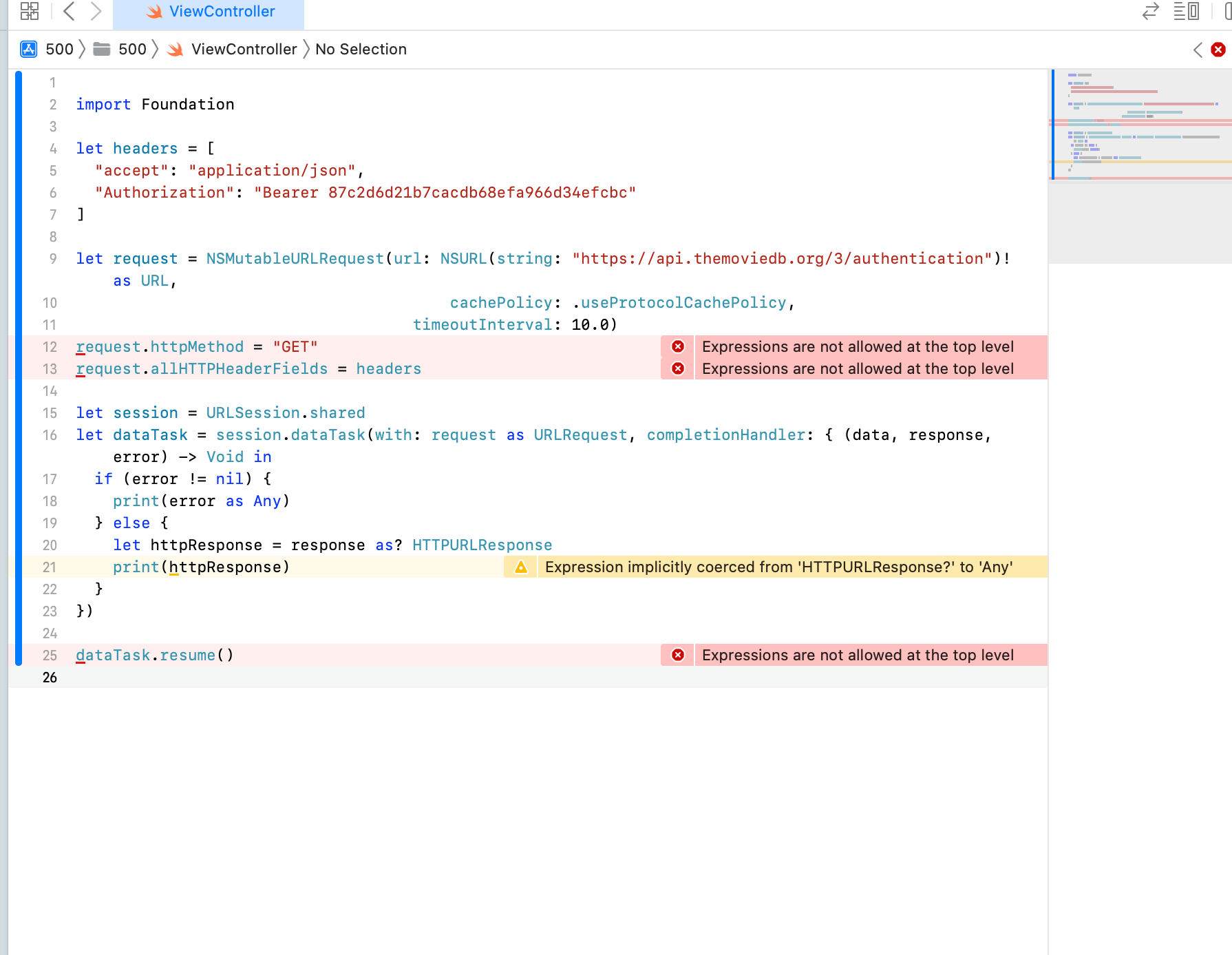 error in swift expressions not allowed at the top level Stack Overflow