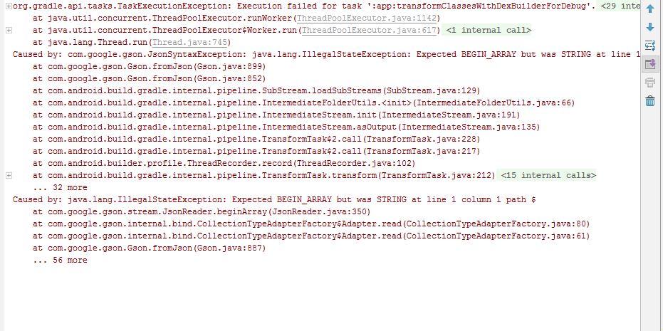 arrays Expected BEGIN_ARRAY but was STRING at line 1 column 1 path