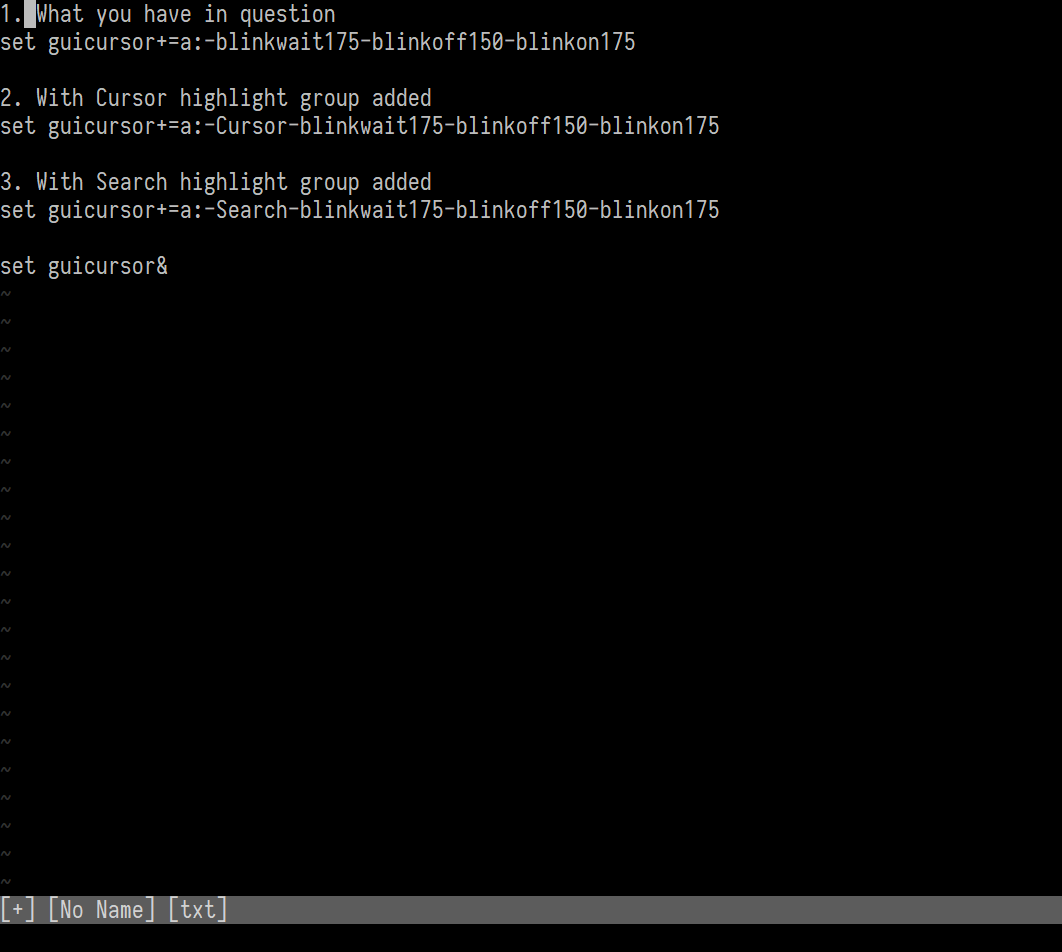 vimrc Enable cursor blink in all modes for terminal Vim