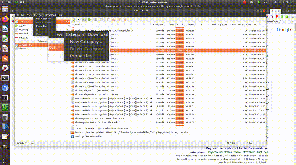 screenshot Ubuntu print screen don't work when toolbar icon scrolled