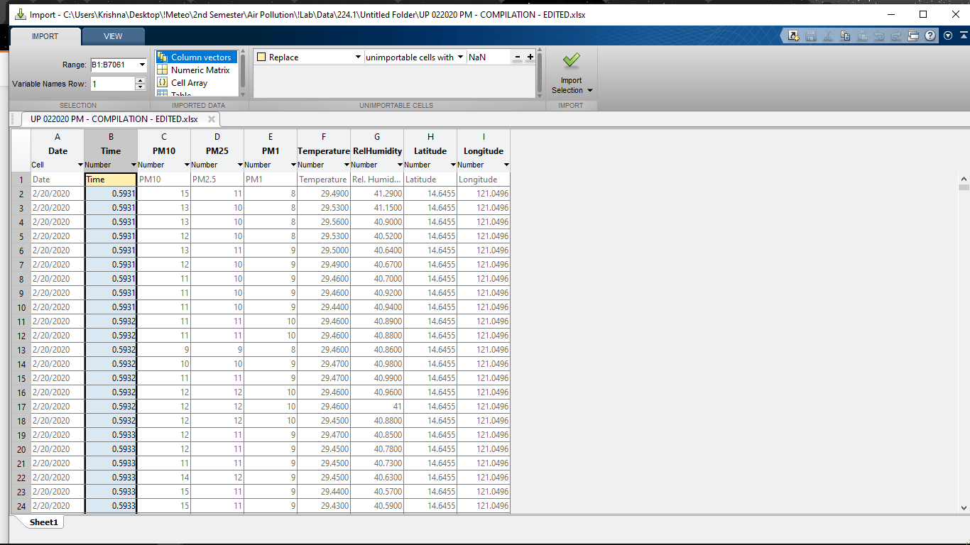 [Best answer]Time column changes into decimal form when imported to MATLAB