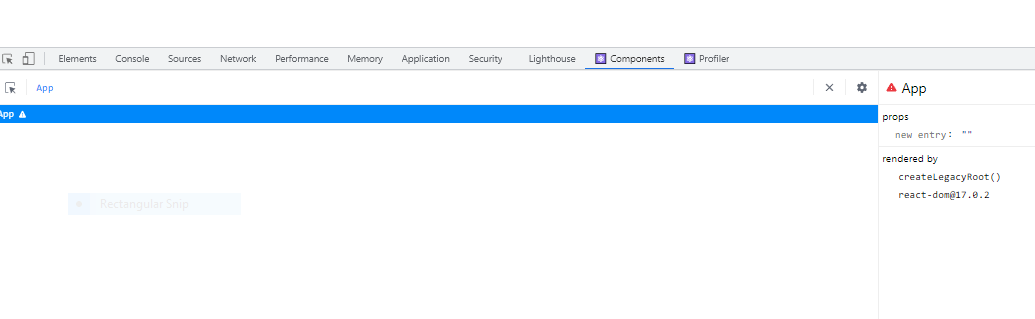 javascript Chrome developer tools , React component not showing