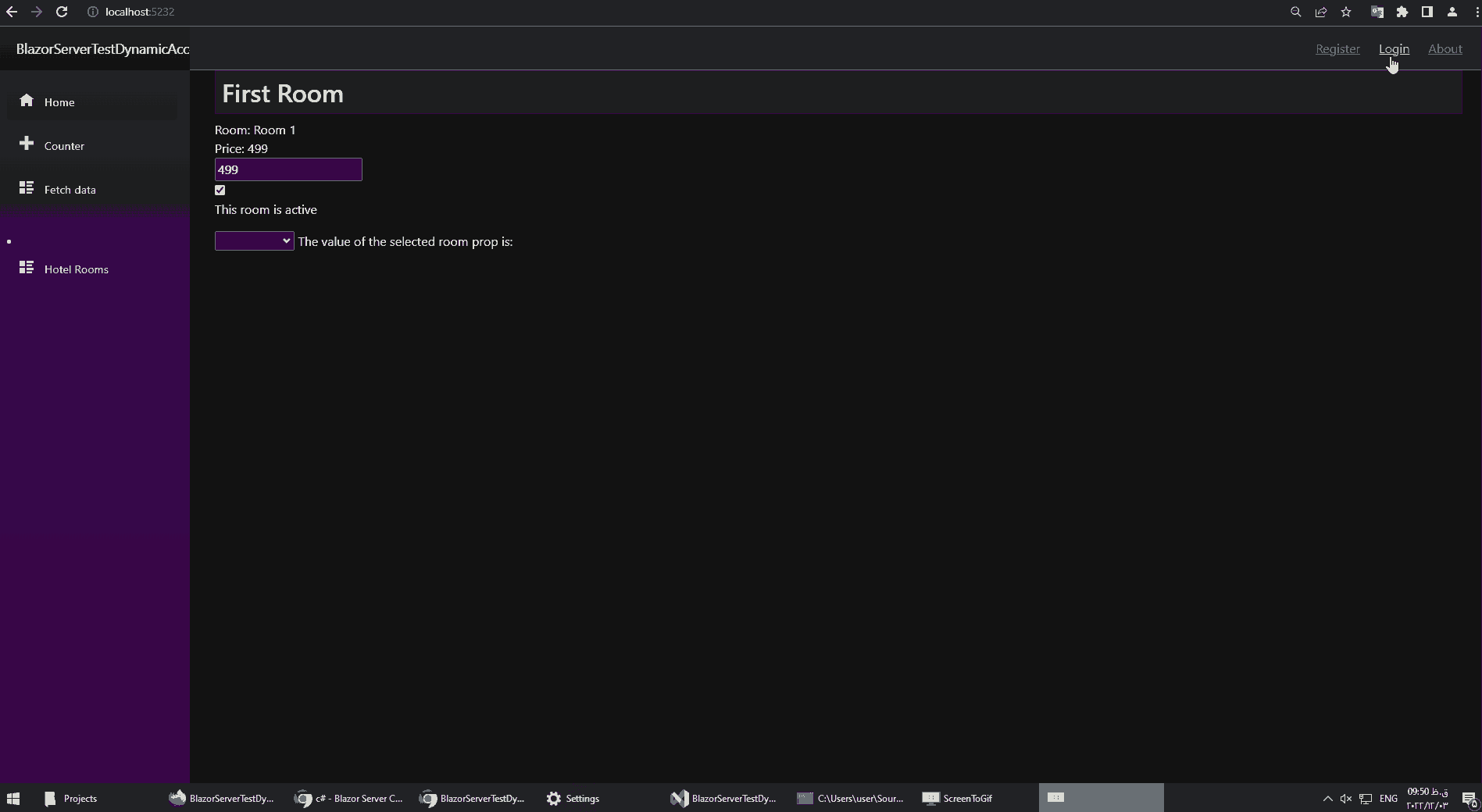 c Blazor Server Cookie based Authentication, set the last logged in