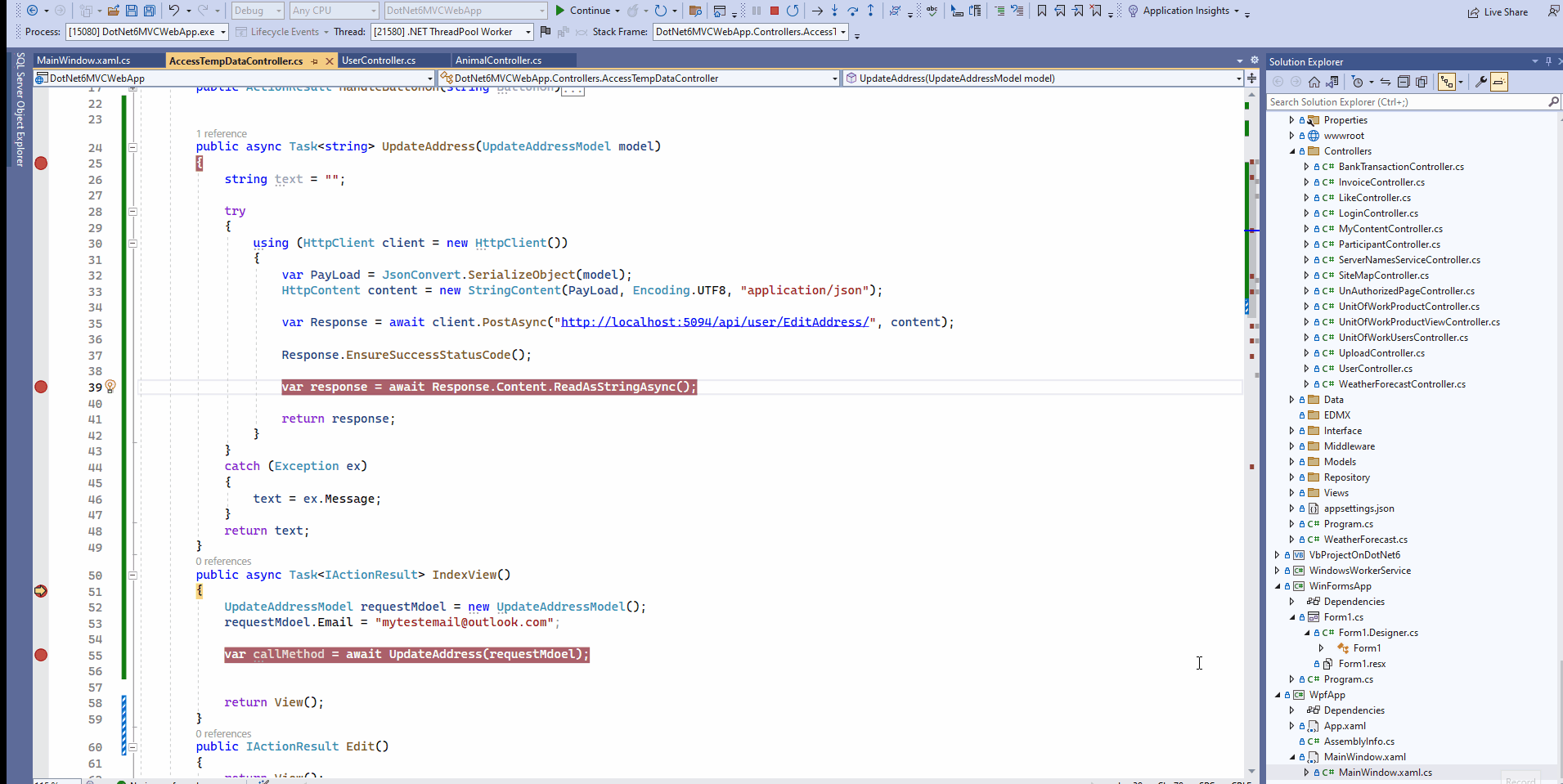 core c MVC Post to web API coming over with all null values