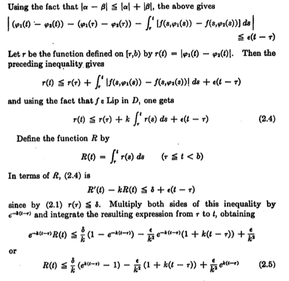 ordinary differential equations Inequality in Coddington Uniqueness