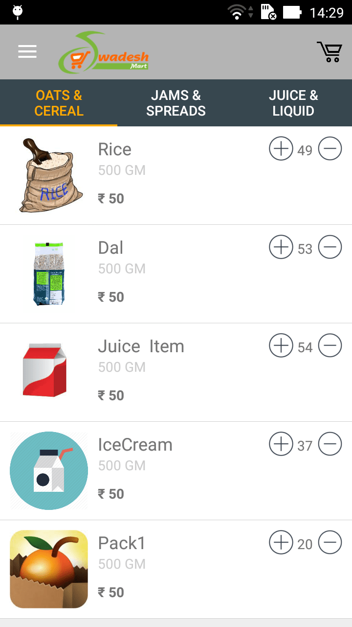 android how to set value for each item button increase and decrease
