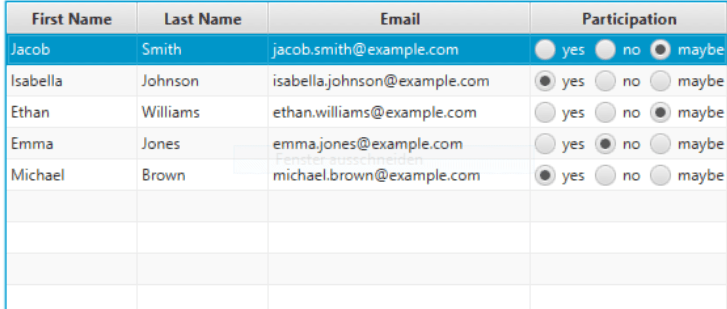 java How to populate TableView which in it i can have radiobutton in