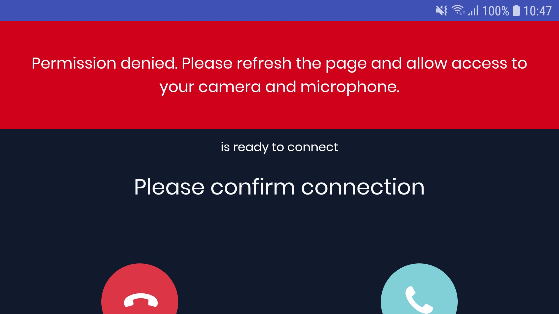Android Webview Permission denied error when try to video call Stack