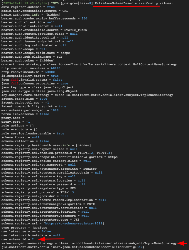 Kafka Connect Sink connector set use schema id in connector config