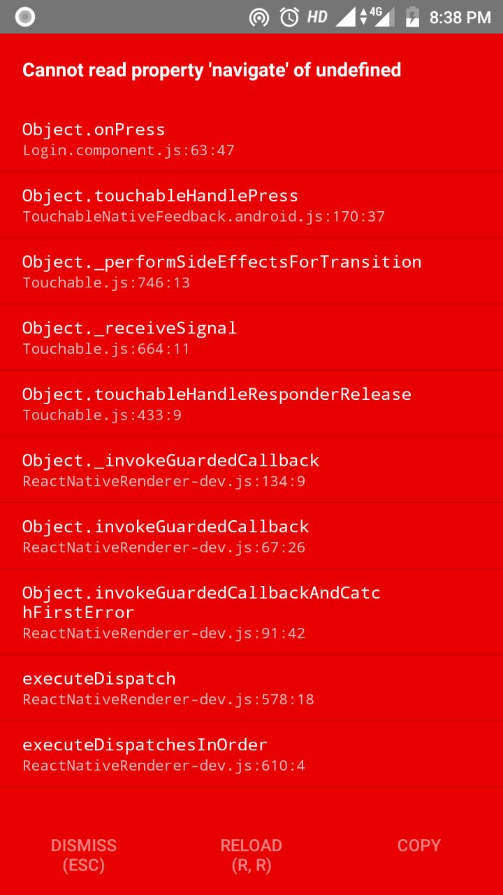 javascript Reactnativecannot read property &#039,navigate&#039, of undefined