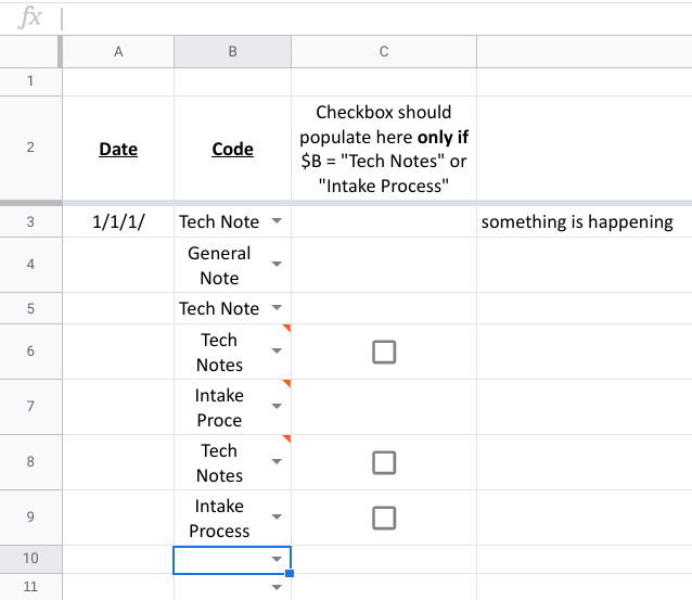 google apps script Add Checkbox in Sheets based on