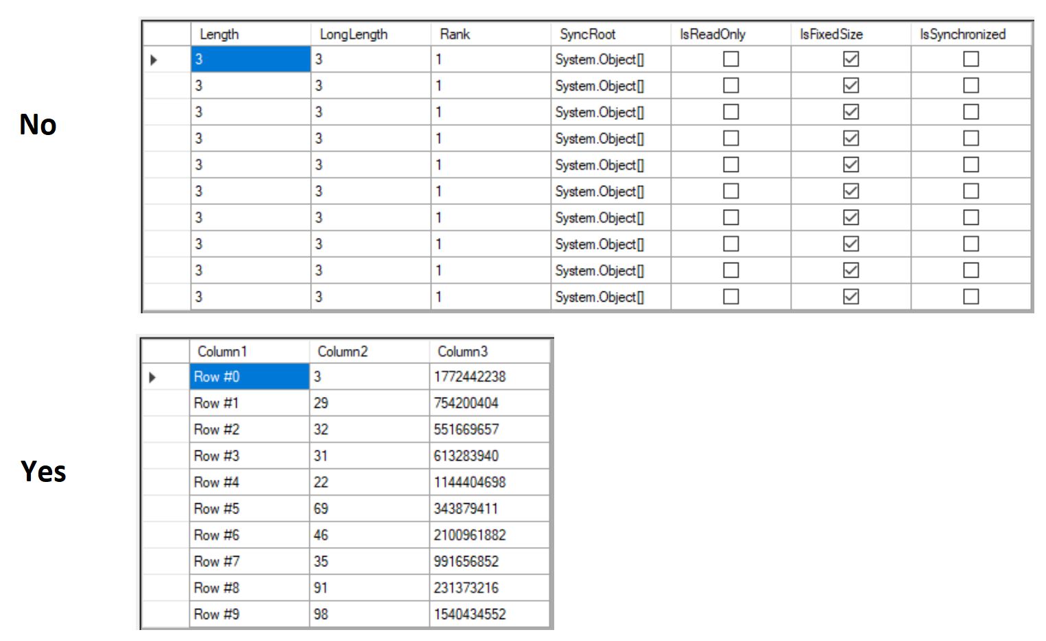 c Create a tablelike structure to bind to a DataGridView Stack