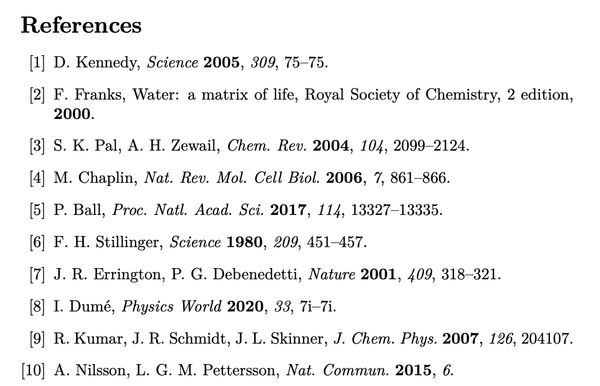 How to specify the items in reference list using BibTeX? ChemPhysChem