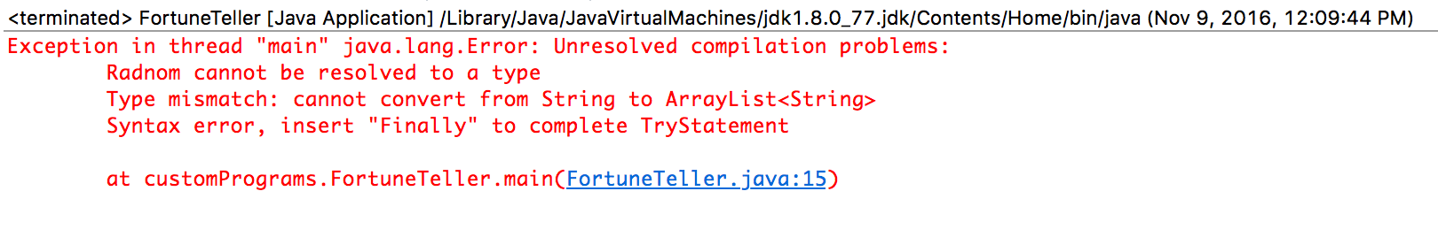 eclipse Radnom cannot be resolved to a type Typo error in Java