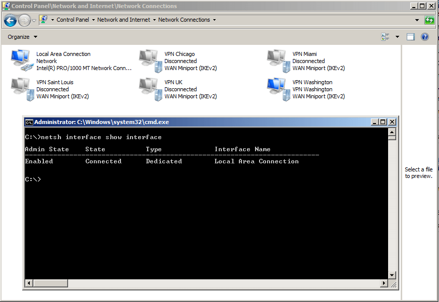 cmd.exe How to get a list of available VPN connections on the system