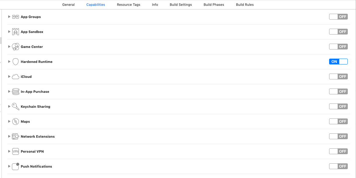 macos CMake Xcode generator add capability "hardened runtime