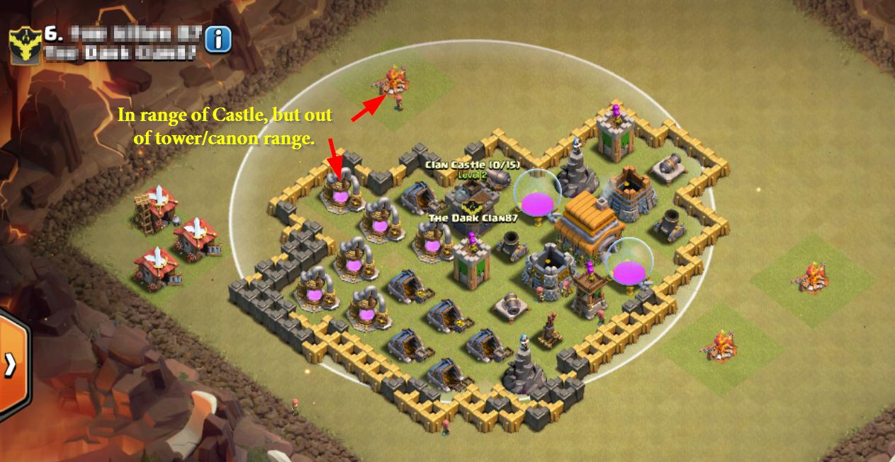How to draw out troops when clan castle is in middle of