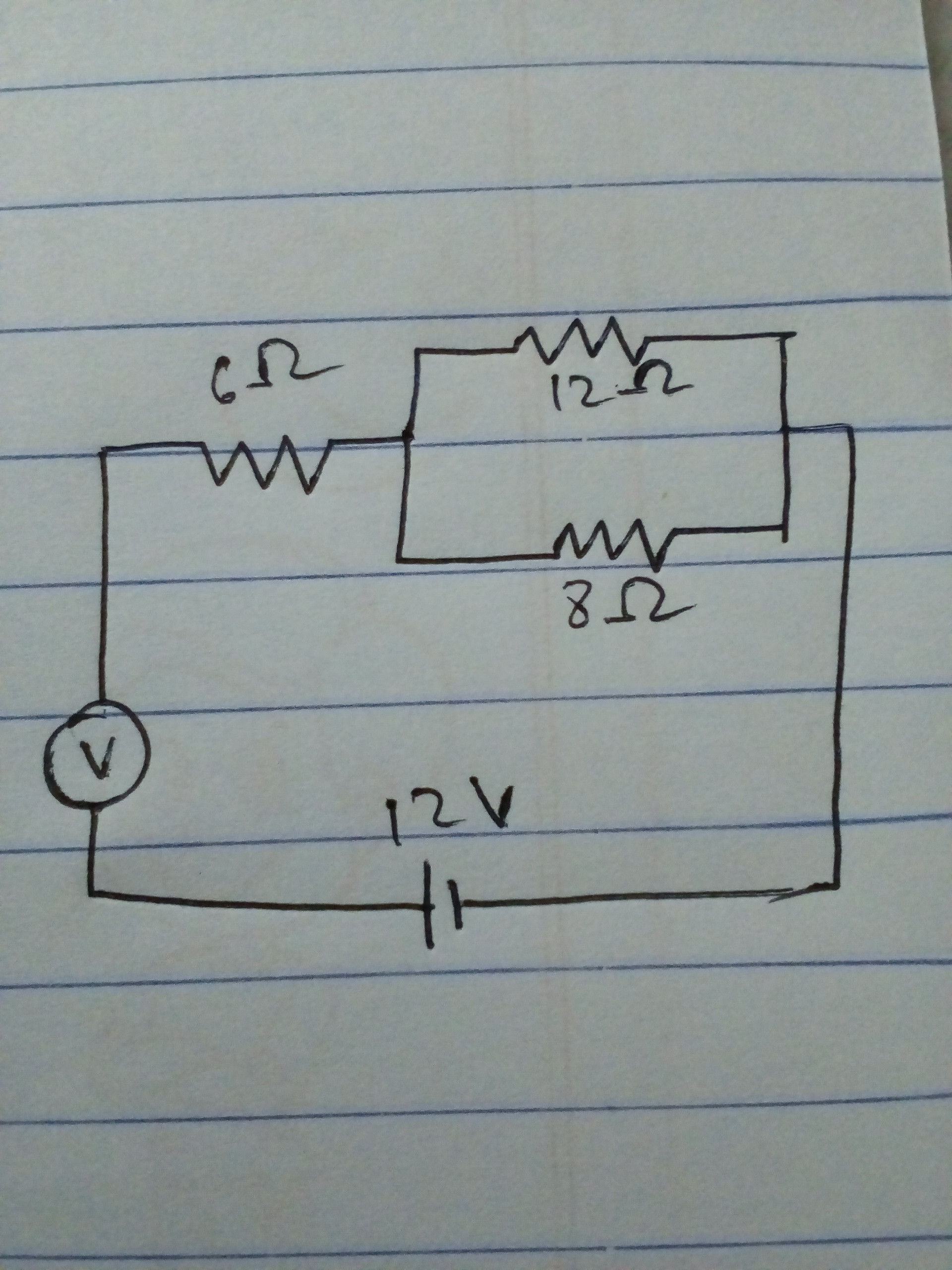 homework and exercises Calculation of voltmeter reading Physics