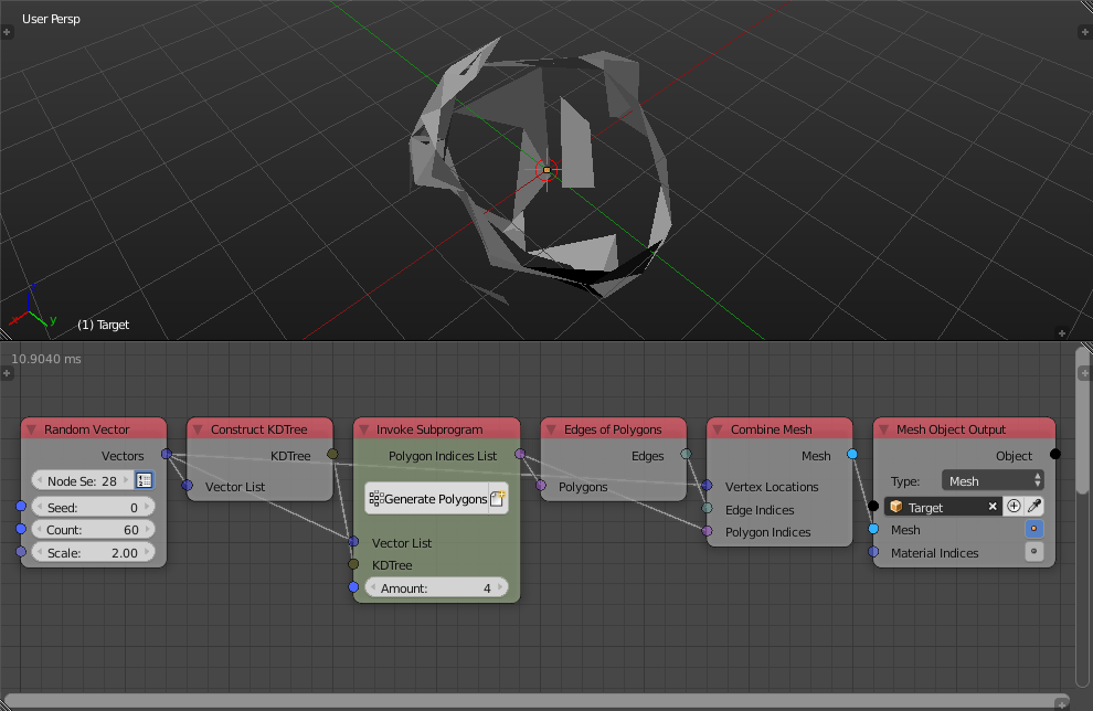 Animation Nodes How to create faces from a Particle System? Blender