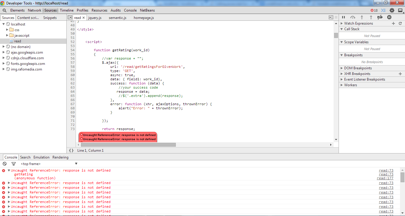 javascript Variable undefined after Ajax request Stack Overflow