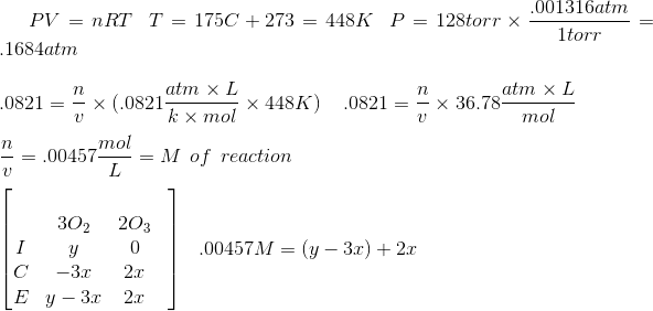 equilibrium Finding the kp with density, temperature, and pressure