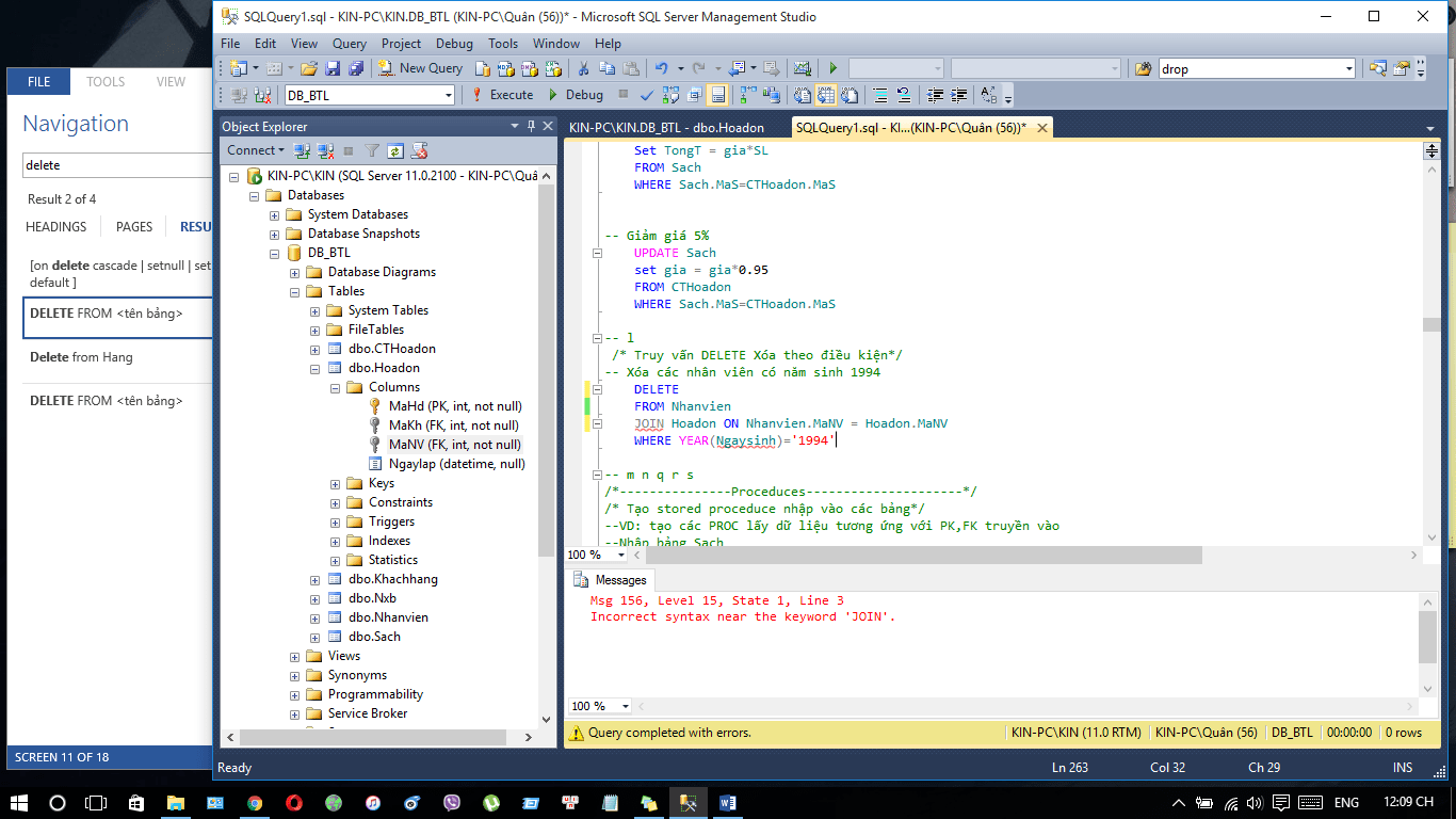 Incorrect syntax near the keyword 'INNER' in DELETE query SQL Server error Stack Overflow