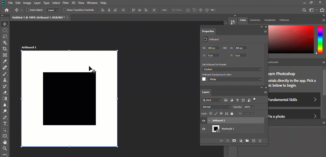 content not moving with Artboard Graphic
