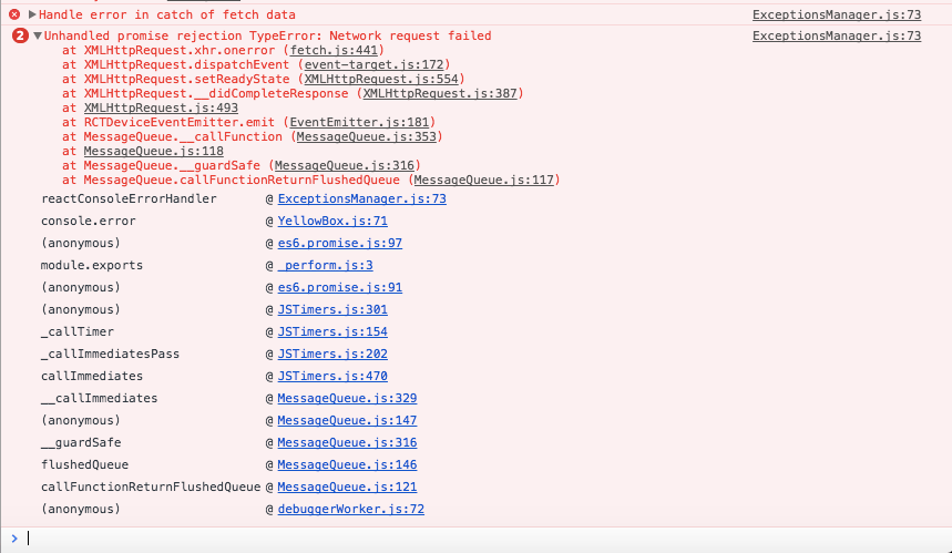 git Network request failed Unhandled promise rejection