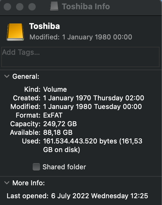 macos correct wrong dates for an external disk Ask Different