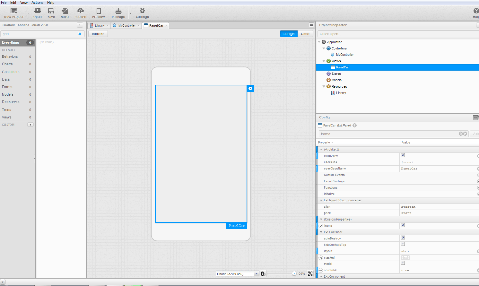 Can't Find Grid Panel on Sencha Architect Stack Overflow