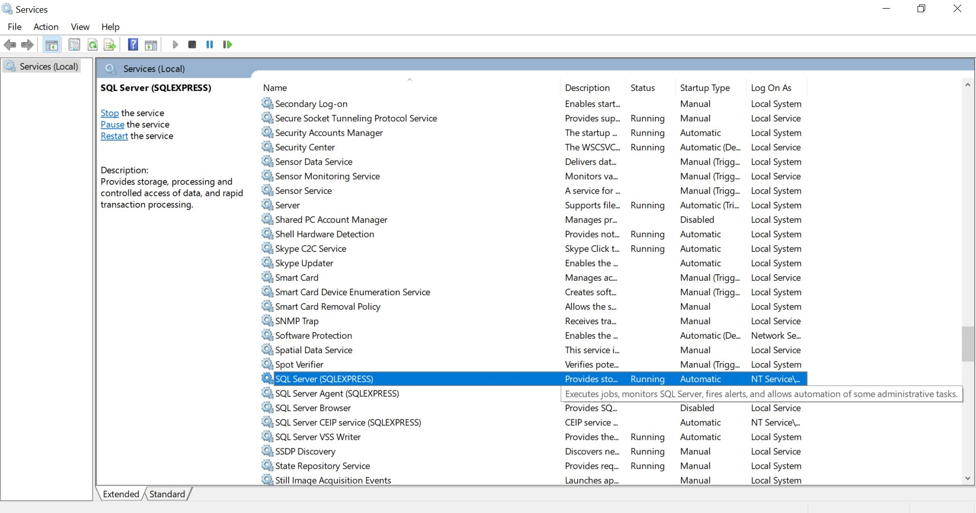 ssms SQL Server Configuration Manager is not showing SQL Services