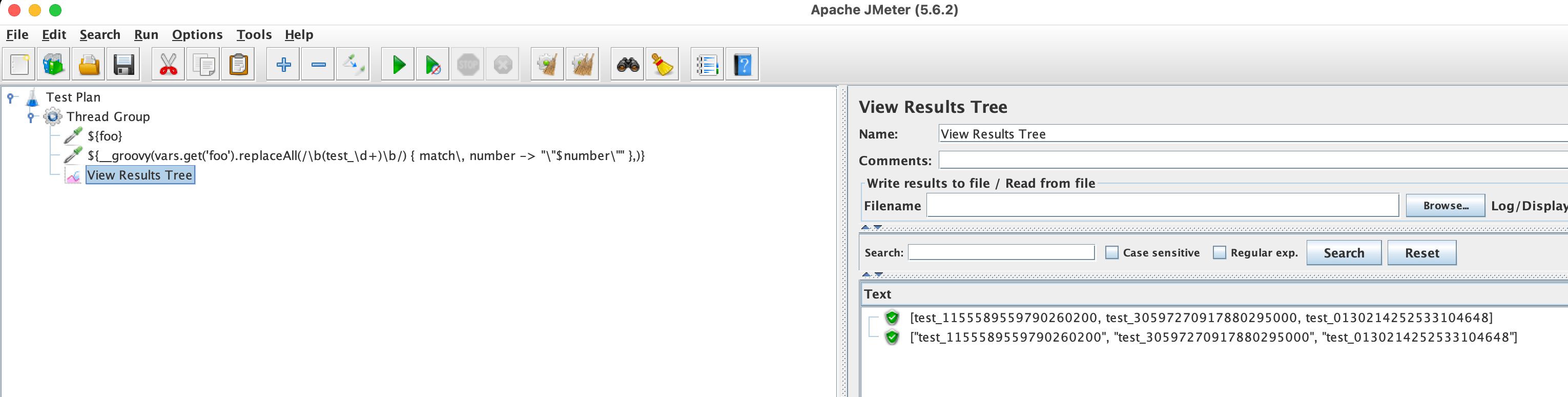 Converting an array of values into an array of strings in JMeter part