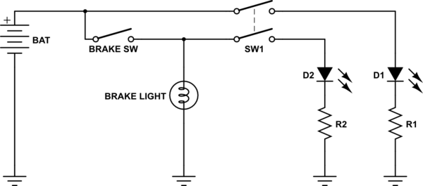 led - Two power sources and two outputs with one switch - Electrical