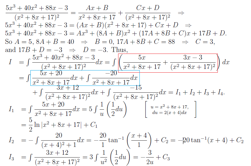 calculus Integral, partial fractions, need explanation for how to get