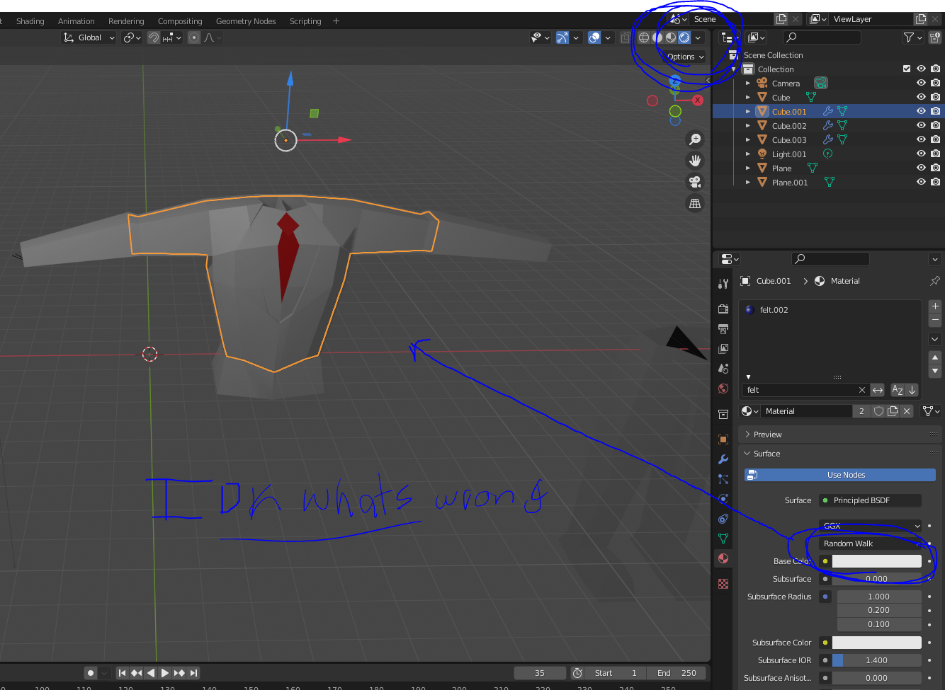 Can't change color of my model suit, not because i don't have viewport