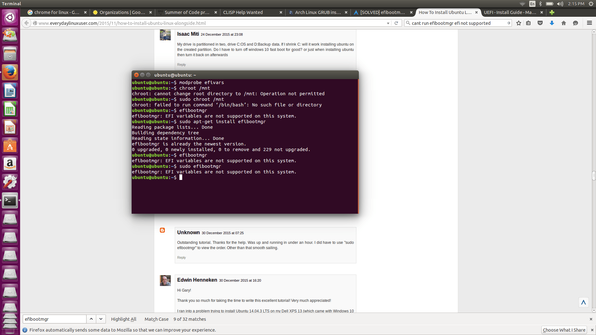 I have installed ubuntu alongside windows 10 (UEFI). I can't run
