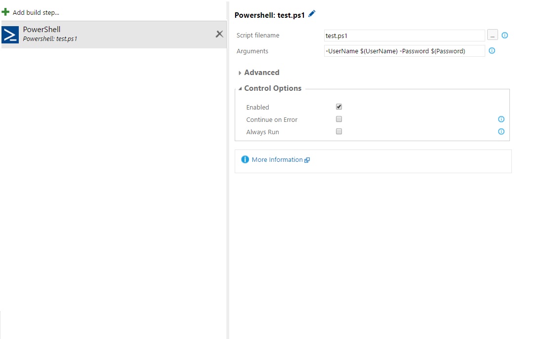 tfsbuild Pass Secret Variable from TFS Build to