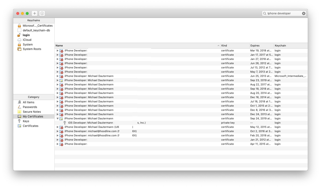 macos Xcode can't find my private key in keychain Stack Overflow