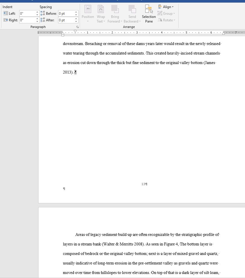 Adding images and captions to microsoft word seems to create large gaps