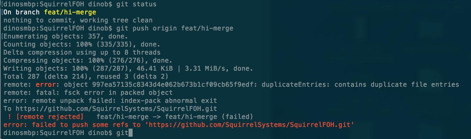 git push git fatal the remote hung up unexpectedly but not RPC or