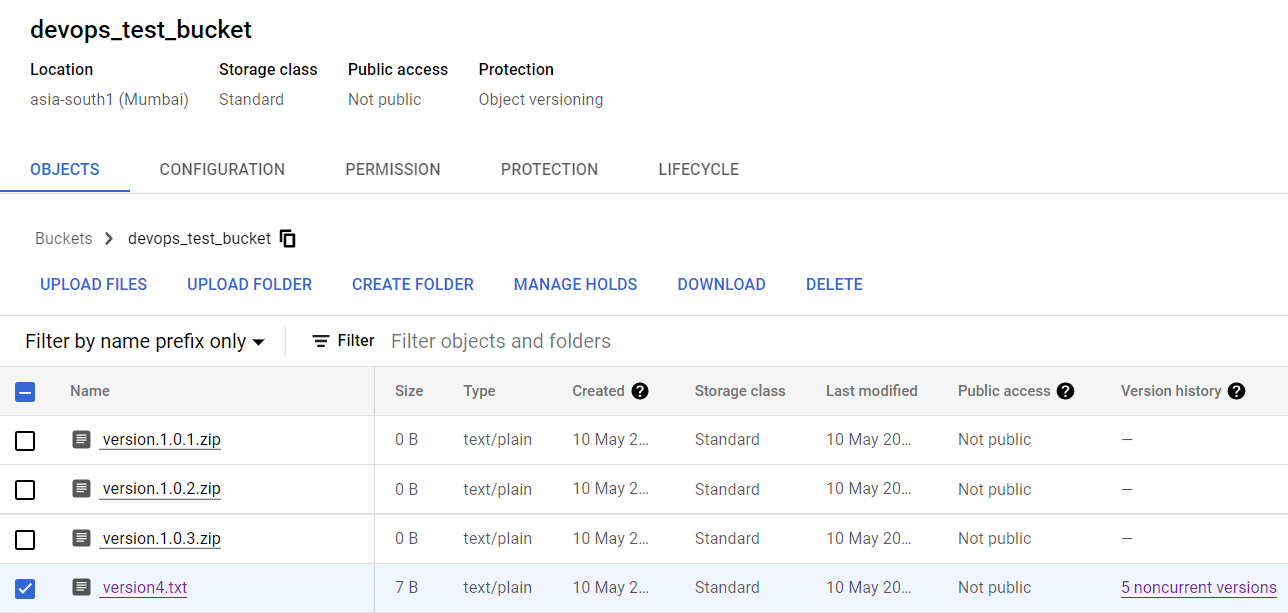 How to setup Lifecycle policy to delete all version in a Google cloud