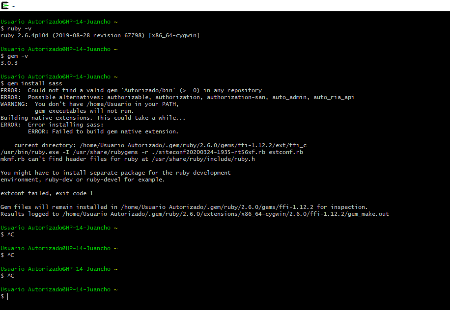 ruby Problems installing SASS in cygwin Stack Overflow
