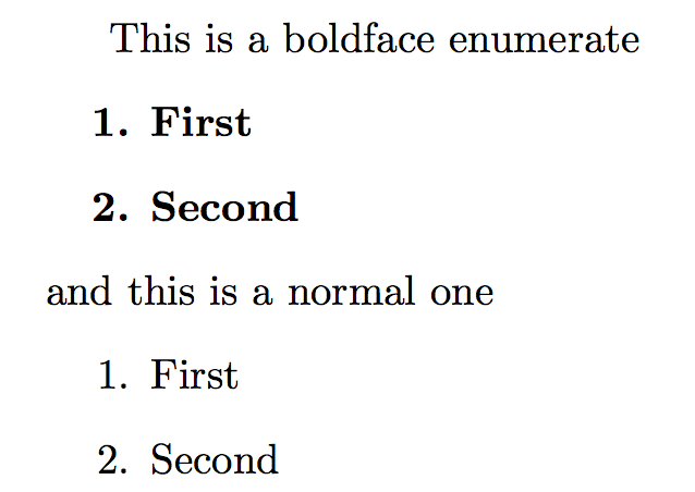 enumerate Bold list item for entire list TeX LaTeX Stack Exchange